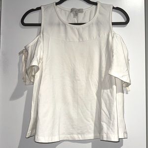 Anthropologie eri + ali cold shoulder white t shirt size S